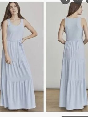 Elizabeth and James Light Blue Maxi Dress with Waist Tie